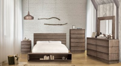 Coimbra CM7623BC Bedroom in Natural Rustic w/Bookcase Footboard