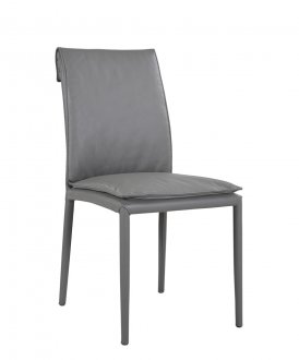 Togo Dining Chair Set of 2 in Charcoal Gray Leather by J&M