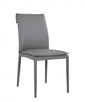 Togo Dining Chair Set of 2 in Charcoal Gray Leather by J&M [JMDC-Togo Charcoal Gray]