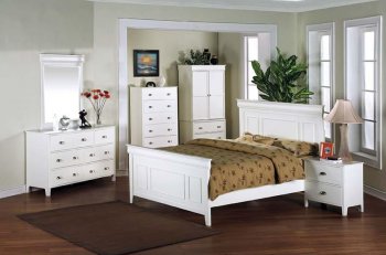 Contemporary White Finish Bedroom With Classic Design [AMBS-70-2370]