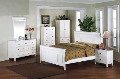 Contemporary White Finish Bedroom With Classic Design