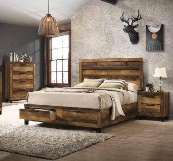 Morales Bedroom Set 5Pc 28590 in Rustic Oak by Acme w/Options [AMBS-28590 Morales]