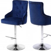 Claude Stool 709 Set of 2 in Navy Velvet Fabric by Meridian