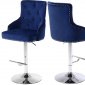 Claude Stool 709 Set of 2 in Navy Velvet Fabric by Meridian