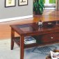 Brown Cherry Finish Modern 3 Pc Coffee Table Set w/Drawer