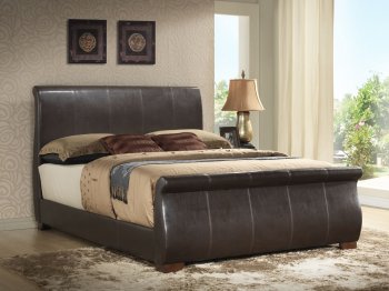 G2515 Upholstered Bed in Dark Brown Leatherette by Glory [GYB-G2515 Dark Brown]