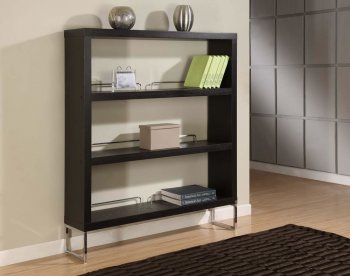 Dark Cappuccino Finish Stylish Wall/Shelf Unit W/Metalic Base [CVSU-Bridge]