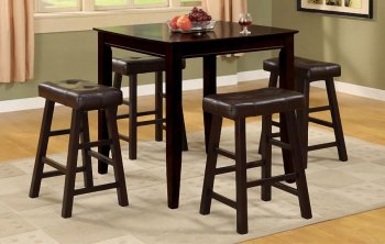 Dark Espresso 5Pc Counter Height Dinette Set w/Faux Leather Seat [PXDS-F2306]