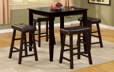 Dark Espresso 5Pc Counter Height Dinette Set w/Faux Leather Seat