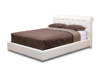 Chesterfield Platform Bed in Off-White Leather by Wholesale Inte [WIB-Chesterfield White]