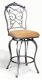 Silver Tone Finish Traditional Set of 2 Barstools w/Taupe Seat