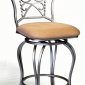 Silver Tone Finish Traditional Set of 2 Barstools w/Taupe Seat