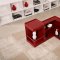 Red High Gloss Finish Modern End Table w/Mini Bar