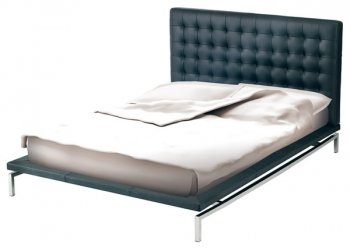 Black or White Nauga Modern Bed w/Stainless Steel Base [NVBS-Bentley-Nauga]