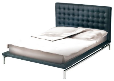 Black or White Nauga Modern Bed w/Stainless Steel Base