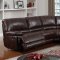 U1953 Power Motion Sectional Sofa Brown Bonded Leather by Global