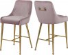 Owen Counter Stool 745 Set of 2 Pink Velvet Fabric by Meridian