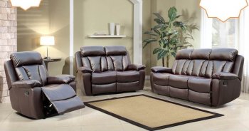 Brook Sofa & Loveseat Set in Brown Bonded Leather [ADS-Brook]