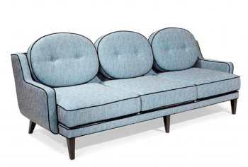 Azure Chenille Fabric Modern Draper Sofa & Loveseat w/Options [ARS-Draper Azure]