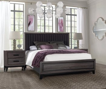 Laura Bedroom Set 5Pc in Gray by Global w/Options [GFBS-Laura Gray wo Case]