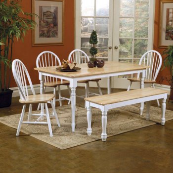 Natural & White Two-Tone Finish Modern 6Pc Dining Set [CRDS-4160B]