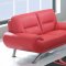 Contemporary Red Leather 7580 Sofa with Options & Metal Legs