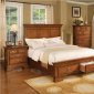 Light Brown Finish Traditional Style Bed w/Optional Casegoods