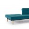 Splitback Eik Sofa Bed w/Arms in Aqua by Innovation w/Brass Legs