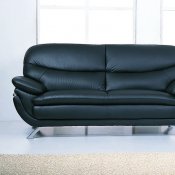 Black Top Grain Leather Match Living Room Sofa w/Options