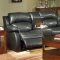 Black Bonded Leather Contemporary Reclining Livng Room Sofa