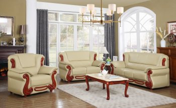 Bella 632 Sofa in Khaki Bonded Leather w/Optional Items [MRS-632KH Bella]