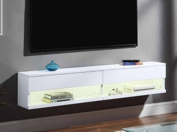 Ximena Floating TV Stand 91345 in White by Acme w/LED [AMTV-91345 Ximena]