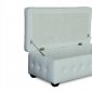 White Crocodile Pattern Vinyl Lift Top Tufted Storage Trunk