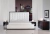 White Full Leather Ludlow Bed with Oversized Tufted Headboard