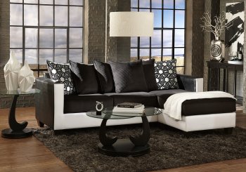 3001 Sectional Sofa in Black & White [EGSS-3001]