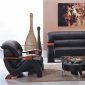 Black Urban Bonded Leather 3Pc Modern Sofa, Loveseat & Chair Set