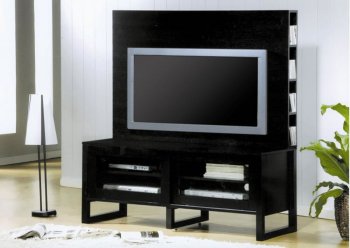 Black Finish Modern TV Stand W/Side CD Holder & Storages [CRTV-388-700172]