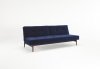 Splitback Sofa Bed in Blue Velvet w/ Wood Legs by Innovation