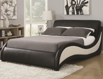 Niguel 300170 Upholstered Bed Black/White Leatherette by Coaster [CRB-300170 Niguel]