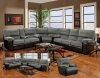 Grey Fabric & Black Vinyl Modern Sectional Sofa w/Options