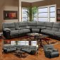 Grey Fabric & Black Vinyl Modern Sectional Sofa w/Options