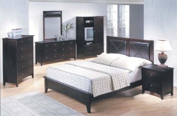 Modern Espresso Bedroom with Leather Detail [AMBS-60-9400]