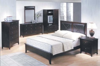 Modern Espresso Bedroom with Leather Detail