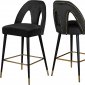 Akoya Counter Stool 795 Set of 2 Black Velvet Fabric - Meridian