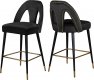 Akoya Counter Stool 795 Set of 2 Black Velvet Fabric - Meridian