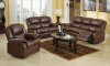 Brown Bonded Leather Match Modern Reclining Sofa & Loveseat Set