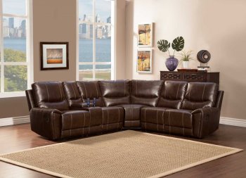 Gerald Motion Sectional Sofa 9600 in Brown by Homelegance [HESS-9600 Gerald]