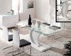 Clear Glass Top & White Finish Base Modern Dining Table