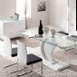 Clear Glass Top & White Finish Base Modern Dining Table