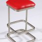 Red Vinyl & Nickel Plated Metal Frame Set of 2 Barstools